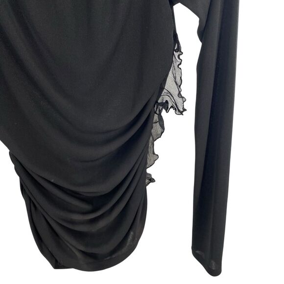 Y2K Dolce & Gabbana Long Sleeve Ruffle Side Top Black Semi Sheer Going Out Shirt - Picture 4 of 13